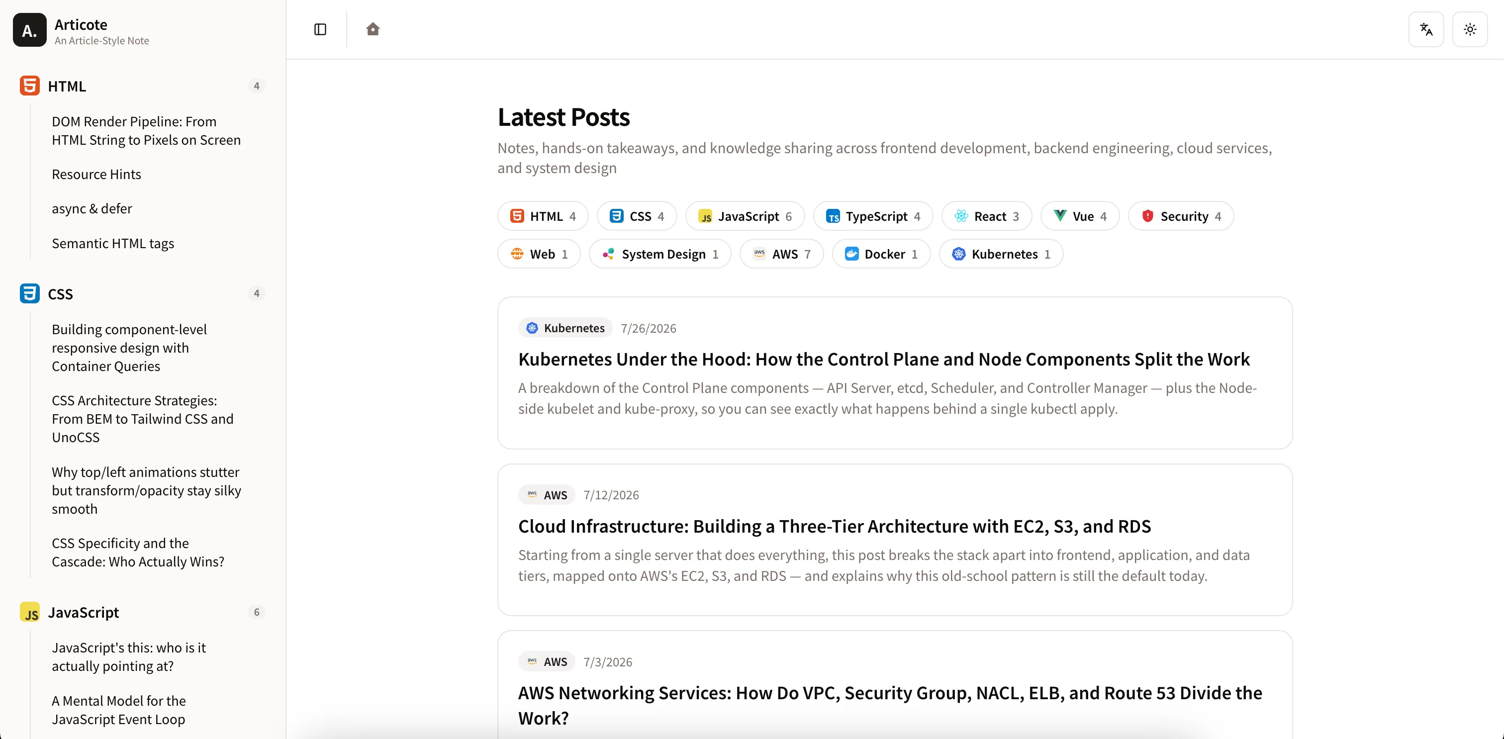 Articote screenshot